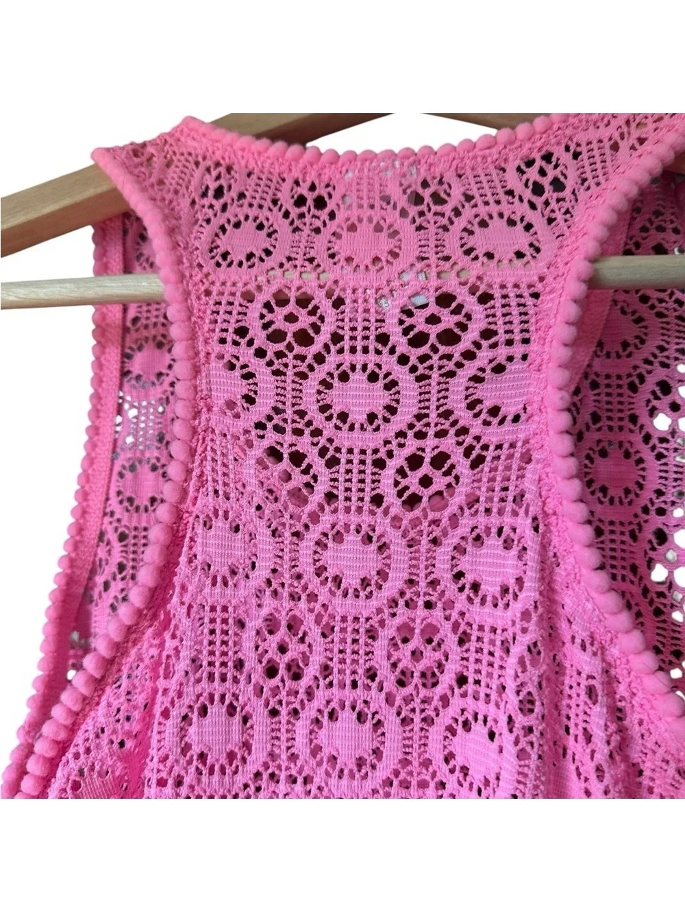 Cat & Jack Bright Pink Crochet Swim Coverup Pink Coverups Size LG